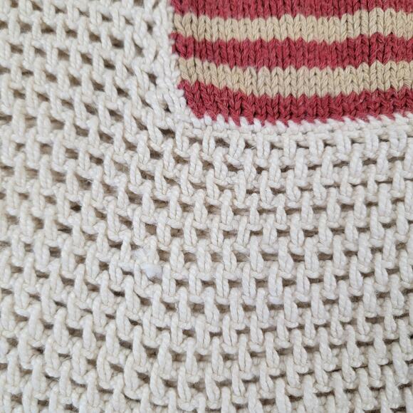 Vintage Polo Sport Ralph Lauren Crochet Knit USA Flag Sweater Women's Sz Medium - Picture 9 of 11